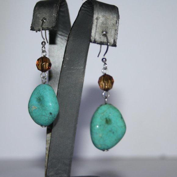 Beautiful silver and turquoise beaded earrings